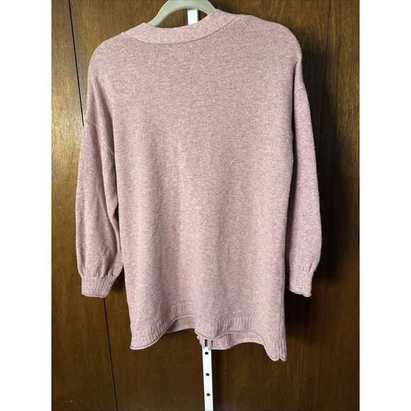 Womens LC Lauren Conrad Long Cardigan Sweater Button Pink Gray Heather Sz M - Picture 4 of 4